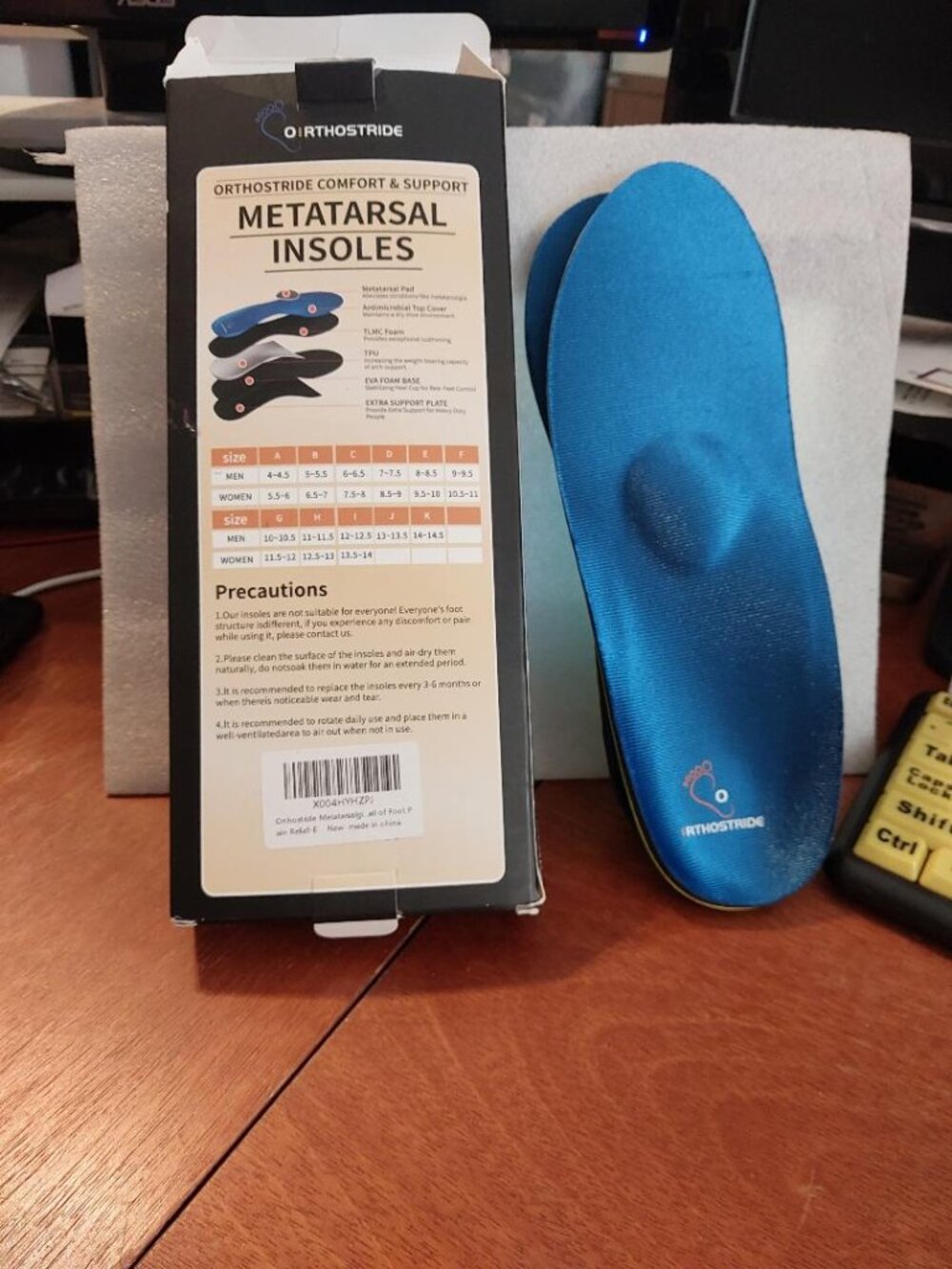 NEW BOX ! Orthostride Orthotic Metatarsal Support Insole Sz US M5-5.5/W6.5-7